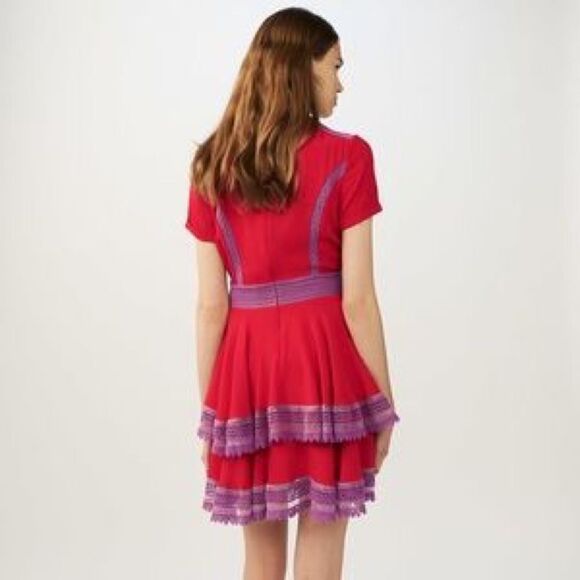 Maje Flounced tiered lace trimmed Dress in Navy - Picture 10 of 10